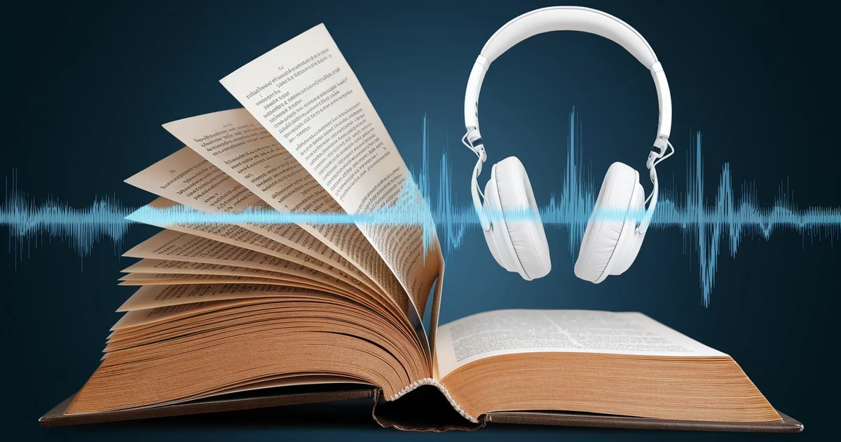 Google Play Books auto-narration interface showing voice selection and audiobook preview