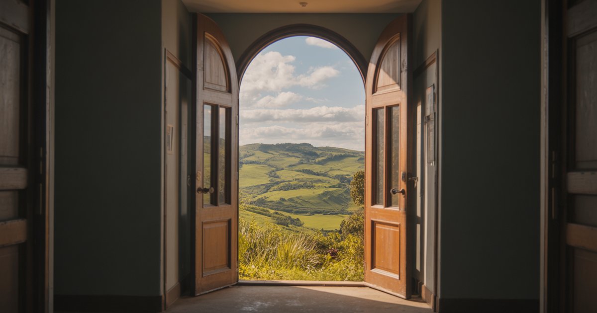 Professional standing at a crossroads with multiple paths ahead, representing different exit strategies from a job you hate